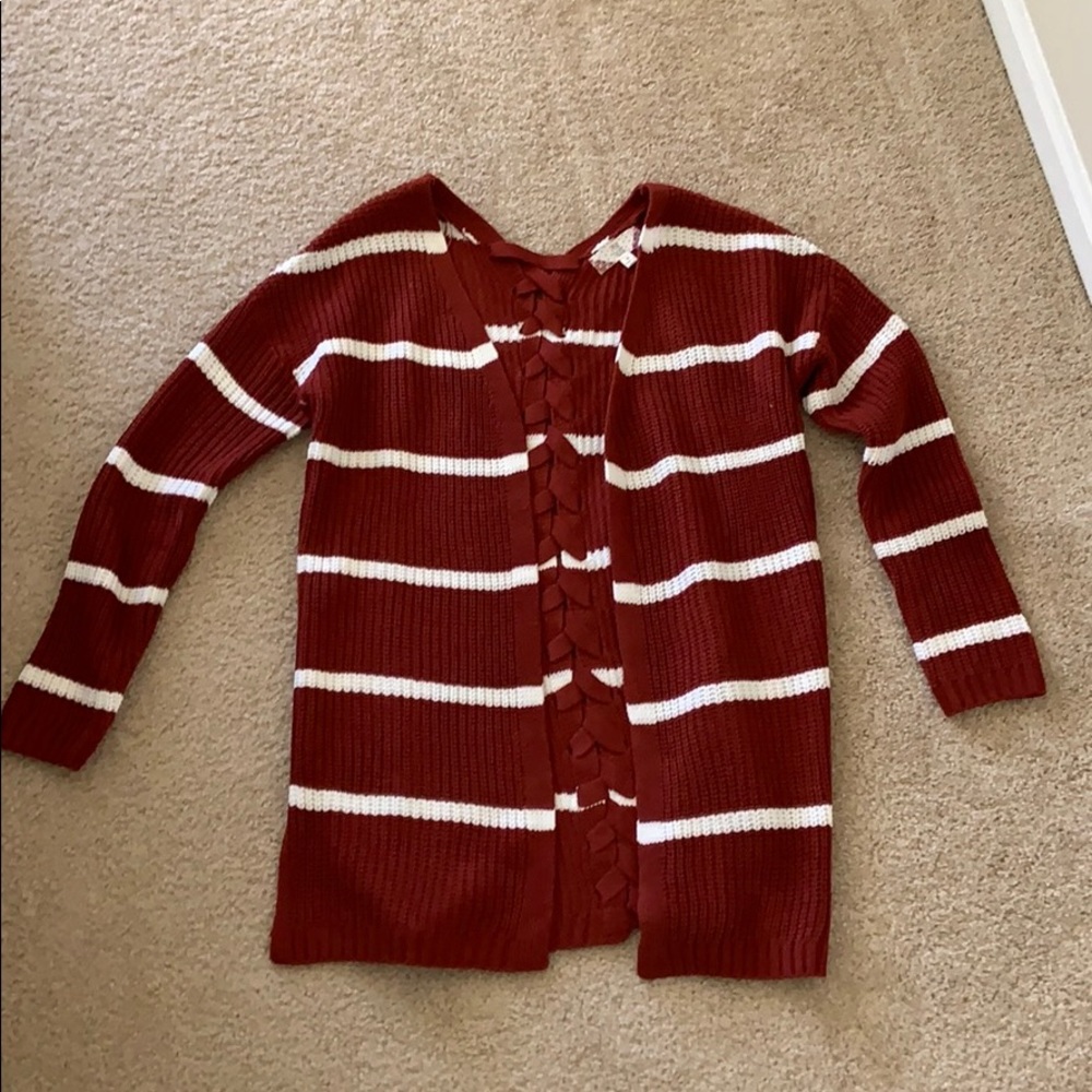 Burnt Orange Cardigan with braided detail on back
